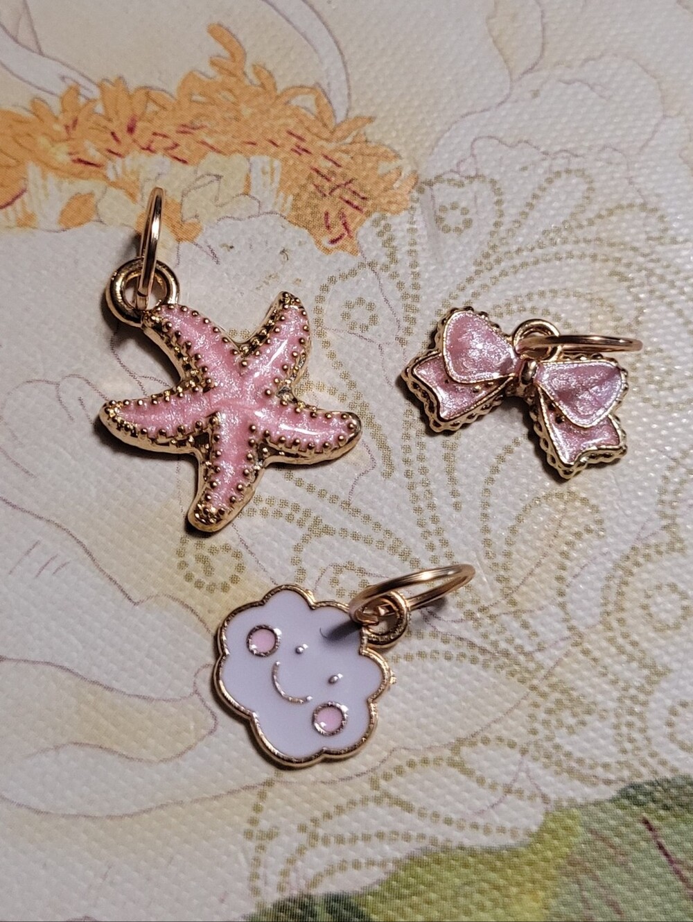 💚Free In Any Bundle Over $10 Kids Pink Starfish, Bow & Cloud Charm Set